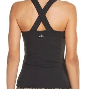 ALO Yoga Black Cross-Back Tank Top